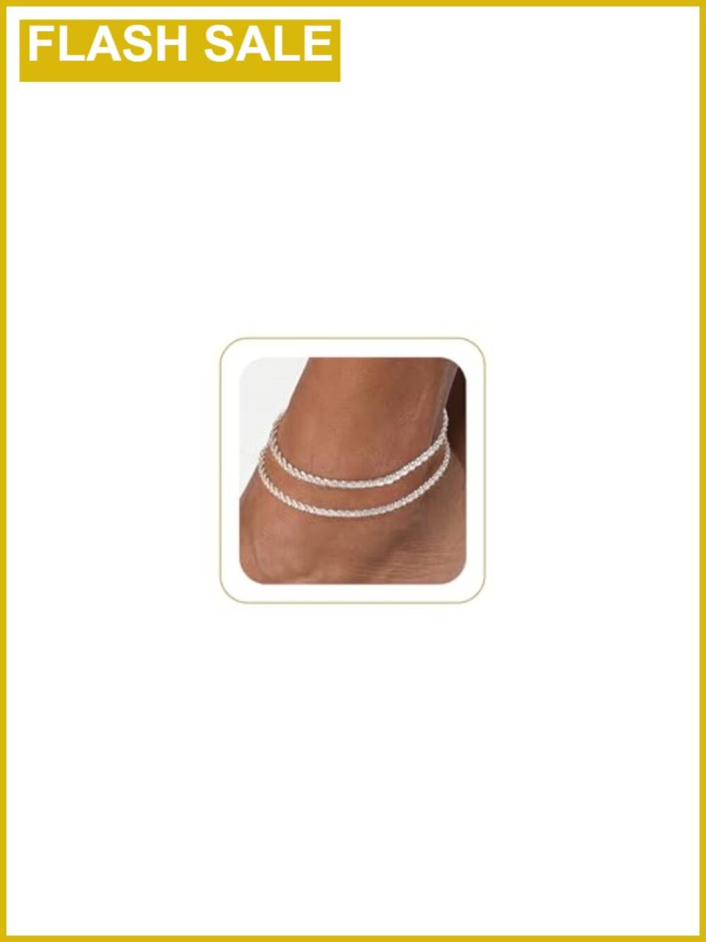Sterling Silver Plated Layered Anklet Set Adjustable Sparkly Herringbone Beaded